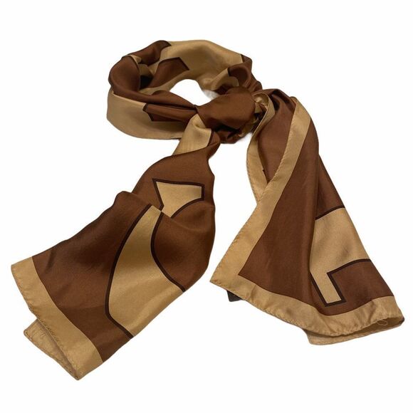 Vintage Coach Signature Logo Scarf Brown And Tan - Picture 4 of 12